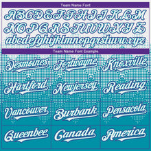 Charger l'image dans la galerie, Custom White Teal-Purple Gradient Square Shape 3D Pattern Design Bomber Full-Snap Varsity Letterman Hoodie Jacket