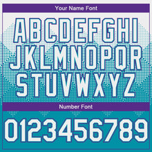 Charger l'image dans la galerie, Custom White Teal-Purple Gradient Square Shape 3D Pattern Design Bomber Full-Snap Varsity Letterman Hoodie Jacket