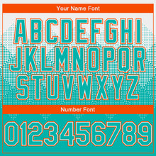 Charger l'image dans la galerie, Custom White Aqua-Orange Gradient Square Shape 3D Pattern Design Bomber Full-Snap Varsity Letterman Hoodie Jacket