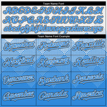 Charger l'image dans la galerie, Custom White Powder Blue-Black Gradient Square Shape 3D Pattern Design Bomber Full-Snap Varsity Letterman Hoodie Jacket