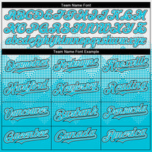 Charger l'image dans la galerie, Custom White Lakes Blue-Black Gradient Square Shape 3D Pattern Design Bomber Full-Snap Varsity Letterman Hoodie Jacket