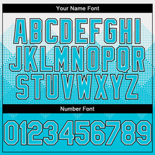 Charger l'image dans la galerie, Custom White Lakes Blue-Black Gradient Square Shape 3D Pattern Design Bomber Full-Snap Varsity Letterman Hoodie Jacket