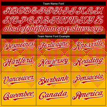 Charger l'image dans la galerie, Custom Red Gold-White Gradient Square Shape 3D Pattern Design Bomber Full-Snap Varsity Letterman Hoodie Jacket