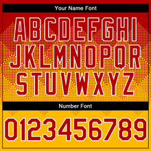 Charger l'image dans la galerie, Custom Red Gold-White Gradient Square Shape 3D Pattern Design Bomber Full-Snap Varsity Letterman Hoodie Jacket