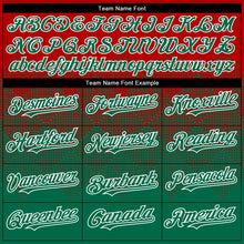 Charger l'image dans la galerie, Custom Red Kelly Green-White Gradient Square Shape 3D Pattern Design Bomber Full-Snap Varsity Letterman Hoodie Jacket