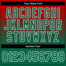 Charger l'image dans la galerie, Custom Red Kelly Green-White Gradient Square Shape 3D Pattern Design Bomber Full-Snap Varsity Letterman Hoodie Jacket