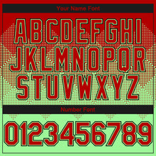 Charger l'image dans la galerie, Custom Red Pea Green-Black Gradient Square Shape 3D Pattern Design Bomber Full-Snap Varsity Letterman Hoodie Jacket