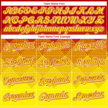 Charger l'image dans la galerie, Custom Red Light Yellow-White Gradient Square Shape 3D Pattern Design Bomber Full-Snap Varsity Letterman Hoodie Jacket