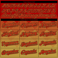 Charger l'image dans la galerie, Custom Red Old Gold-Black Gradient Square Shape 3D Pattern Design Bomber Full-Snap Varsity Letterman Hoodie Jacket