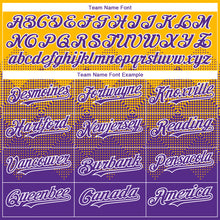 Charger l'image dans la galerie, Custom Gold Purple-White Gradient Square Shape 3D Pattern Design Bomber Full-Snap Varsity Letterman Hoodie Jacket