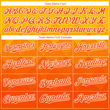 Charger l'image dans la galerie, Custom Gold Orange-White Gradient Square Shape 3D Pattern Design Bomber Full-Snap Varsity Letterman Hoodie Jacket