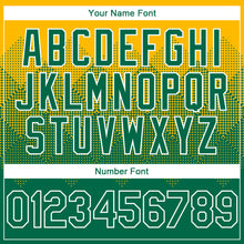 Charger l'image dans la galerie, Custom Gold Kelly Green-White Gradient Square Shape 3D Pattern Design Bomber Full-Snap Varsity Letterman Hoodie Jacket