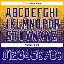 Charger l'image dans la galerie, Custom Gold Dark Purple-White Gradient Square Shape 3D Pattern Design Bomber Full-Snap Varsity Letterman Hoodie Jacket