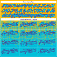 Charger l'image dans la galerie, Custom Gold Lakes Blue-Purple Gradient Square Shape 3D Pattern Design Bomber Full-Snap Varsity Letterman Hoodie Jacket