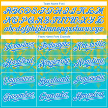 Charger l'image dans la galerie, Custom Gold Powder Blue-White Gradient Square Shape 3D Pattern Design Bomber Full-Snap Varsity Letterman Hoodie Jacket