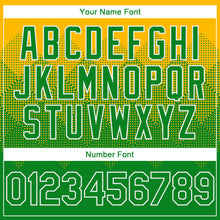 Charger l'image dans la galerie, Custom Gold Grass Green-White Gradient Square Shape 3D Pattern Design Bomber Full-Snap Varsity Letterman Hoodie Jacket