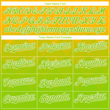 Charger l'image dans la galerie, Custom Gold Neon Green-White Gradient Square Shape 3D Pattern Design Bomber Full-Snap Varsity Letterman Hoodie Jacket