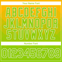 Charger l'image dans la galerie, Custom Gold Neon Green-White Gradient Square Shape 3D Pattern Design Bomber Full-Snap Varsity Letterman Hoodie Jacket