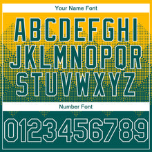 Charger l'image dans la galerie, Custom Gold Midnight Green-White Gradient Square Shape 3D Pattern Design Bomber Full-Snap Varsity Letterman Hoodie Jacket