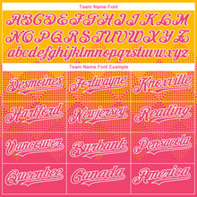 Charger l'image dans la galerie, Custom Gold Neon Pink-White Gradient Square Shape 3D Pattern Design Bomber Full-Snap Varsity Letterman Hoodie Jacket