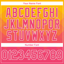 Charger l'image dans la galerie, Custom Gold Neon Pink-White Gradient Square Shape 3D Pattern Design Bomber Full-Snap Varsity Letterman Hoodie Jacket