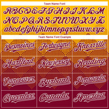 Charger l'image dans la galerie, Custom Gold Maroon-White Gradient Square Shape 3D Pattern Design Bomber Full-Snap Varsity Letterman Hoodie Jacket