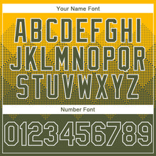 Charger l'image dans la galerie, Custom Gold Olive-White Gradient Square Shape 3D Pattern Design Bomber Full-Snap Varsity Letterman Hoodie Jacket