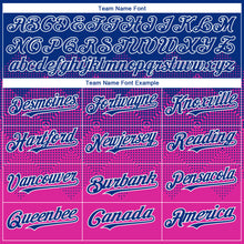 Charger l'image dans la galerie, Custom Royal Deep Pink-White Gradient Square Shape 3D Pattern Design Bomber Full-Snap Varsity Letterman Hoodie Jacket