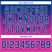 Charger l'image dans la galerie, Custom Royal Deep Pink-White Gradient Square Shape 3D Pattern Design Bomber Full-Snap Varsity Letterman Hoodie Jacket