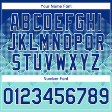 Charger l'image dans la galerie, Custom Royal Ice Blue-White Gradient Square Shape 3D Pattern Design Bomber Full-Snap Varsity Letterman Hoodie Jacket