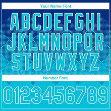 Charger l'image dans la galerie, Custom Royal Lakes Blue-White Gradient Square Shape 3D Pattern Design Bomber Full-Snap Varsity Letterman Hoodie Jacket