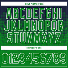 Charger l'image dans la galerie, Custom Navy Grass Green-White Gradient Square Shape 3D Pattern Design Bomber Full-Snap Varsity Letterman Hoodie Jacket