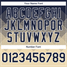 Charger l'image dans la galerie, Custom Navy Cream-White Gradient Square Shape 3D Pattern Design Bomber Full-Snap Varsity Letterman Hoodie Jacket