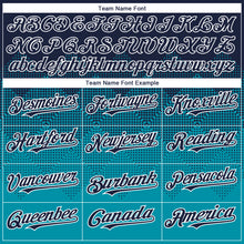 Charger l'image dans la galerie, Custom Navy Teal-White Gradient Square Shape 3D Pattern Design Bomber Full-Snap Varsity Letterman Hoodie Jacket