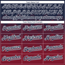 Charger l'image dans la galerie, Custom Navy Crimson-White Gradient Square Shape 3D Pattern Design Bomber Full-Snap Varsity Letterman Hoodie Jacket