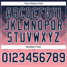 Charger l'image dans la galerie, Custom Navy Medium Pink-White Gradient Square Shape 3D Pattern Design Bomber Full-Snap Varsity Letterman Hoodie Jacket