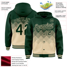 Charger l'image dans la galerie, Custom Green Cream Gradient Square Shape 3D Pattern Design Bomber Full-Snap Varsity Letterman Hoodie Jacket
