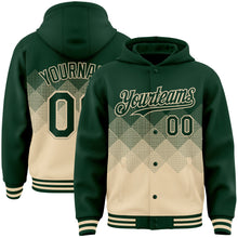 Charger l'image dans la galerie, Custom Green Cream Gradient Square Shape 3D Pattern Design Bomber Full-Snap Varsity Letterman Hoodie Jacket