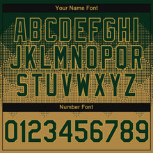 Charger l'image dans la galerie, Custom Green Old Gold-Black Gradient Square Shape 3D Pattern Design Bomber Full-Snap Varsity Letterman Hoodie Jacket