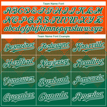 Charger l'image dans la galerie, Custom Orange Kelly Green-White Gradient Square Shape 3D Pattern Design Bomber Full-Snap Varsity Letterman Hoodie Jacket
