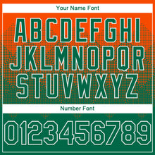 Charger l'image dans la galerie, Custom Orange Kelly Green-White Gradient Square Shape 3D Pattern Design Bomber Full-Snap Varsity Letterman Hoodie Jacket
