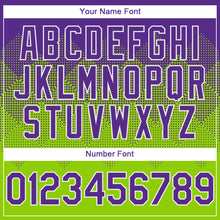 Charger l'image dans la galerie, Custom Purple Neon Green-White Gradient Square Shape 3D Pattern Design Bomber Full-Snap Varsity Letterman Hoodie Jacket