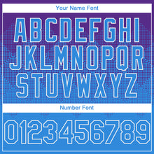 Charger l'image dans la galerie, Custom Purple Powder Blue-White Gradient Square Shape 3D Pattern Design Bomber Full-Snap Varsity Letterman Hoodie Jacket