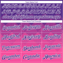 Charger l'image dans la galerie, Custom Purple Pink-White Gradient Square Shape 3D Pattern Design Bomber Full-Snap Varsity Letterman Hoodie Jacket