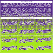 Charger l'image dans la galerie, Custom Purple Neon Green-White Gradient Square Shape 3D Pattern Design Bomber Full-Snap Varsity Letterman Hoodie Jacket