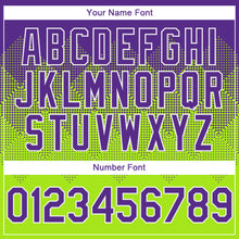 Charger l'image dans la galerie, Custom Purple Neon Green-White Gradient Square Shape 3D Pattern Design Bomber Full-Snap Varsity Letterman Hoodie Jacket