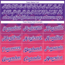 Charger l'image dans la galerie, Custom Purple Neon Pink-White Gradient Square Shape 3D Pattern Design Bomber Full-Snap Varsity Letterman Hoodie Jacket