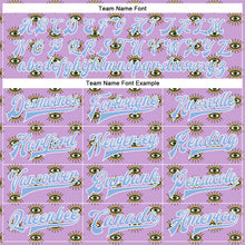 Laden Sie das Bild in den Galerie-Viewer, Custom Light Purple Light Blue-White Evil Eyes 3D Pattern Design Bomber Full-Snap Varsity Letterman Jacket