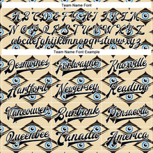 Load image into Gallery viewer, Custom Cream Black-White Evil Eyes 3D Pattern Design Bomber Full-Snap Varsity Letterman Jacket