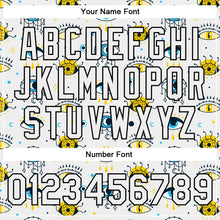 Load image into Gallery viewer, Custom White Black Evil Eyes 3D Pattern Design Bomber Full-Snap Varsity Letterman Jacket